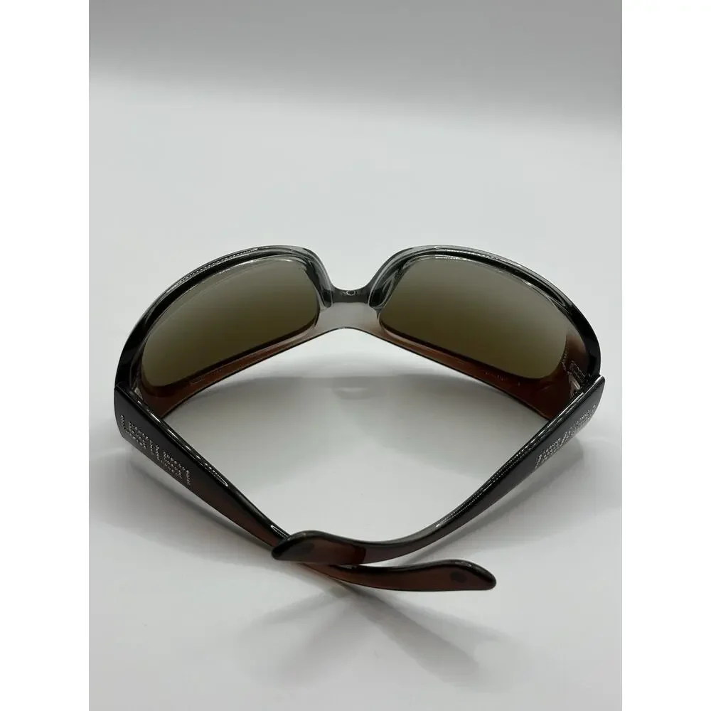 Versace Shield Sunglasses Rhinestone Logo Brown Gradient Italy 61 18